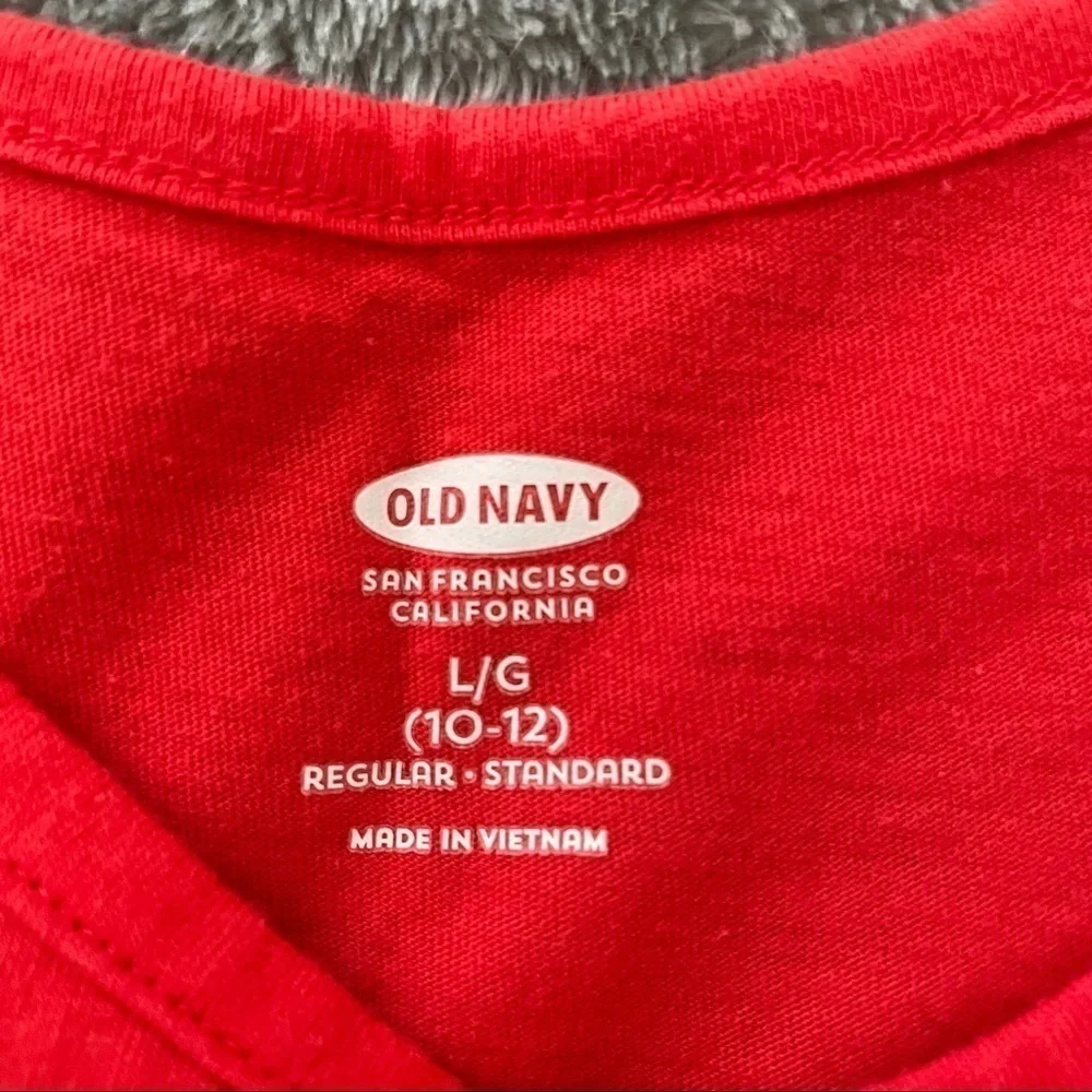 Old Navy Girls Red 3/4 Sleeve Hi-Low Top Crochet Lace Hem Size Large 10-12